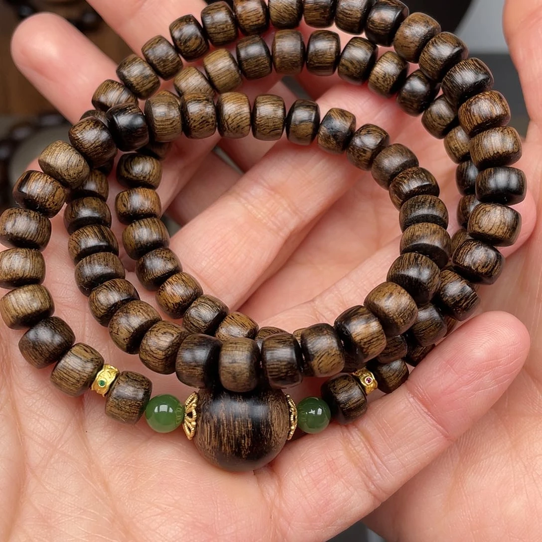 沉香手串红*越南福森土沉玉化瘤疤