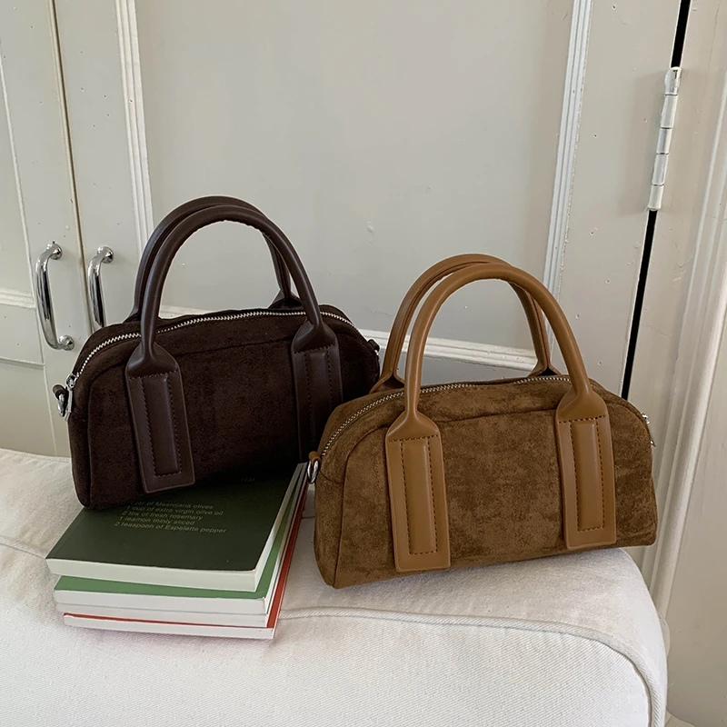 时尚超火小众棕色包包2025秋冬季新款百搭女式斜挎包麂皮绒手提包