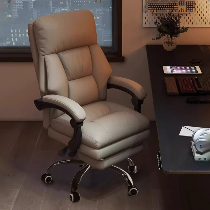电脑椅老板椅可躺猫爪皮办公椅舒适家用懒人久坐人体工学办公椅子