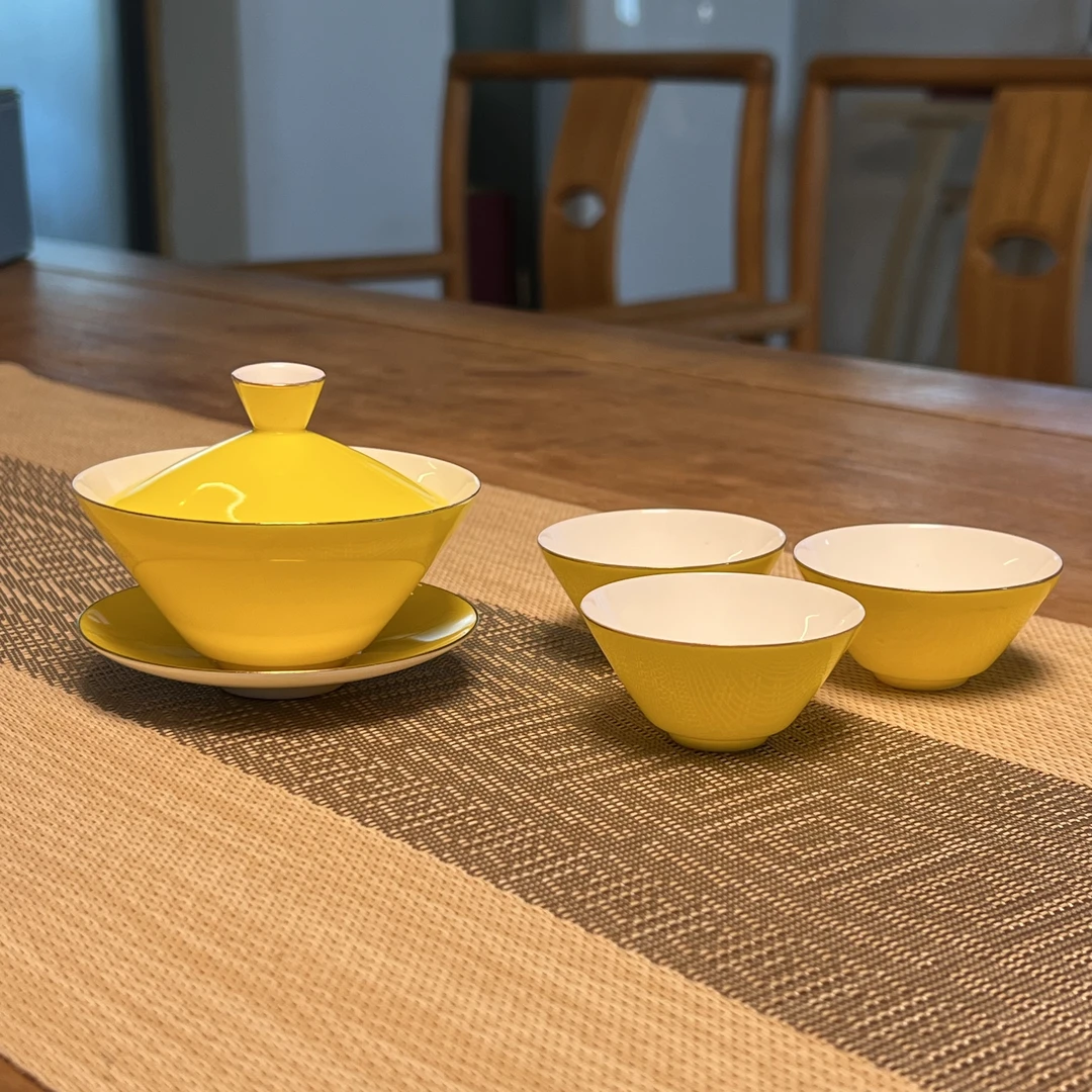 斗笠器型泡茶茶具套装2025新款专用家用陶瓷一壶六杯盖碗茶杯礼品