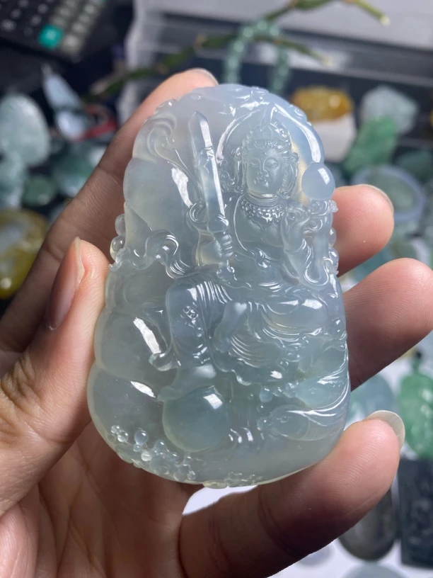 翡翠虚空藏菩萨官方质检a货翡翠