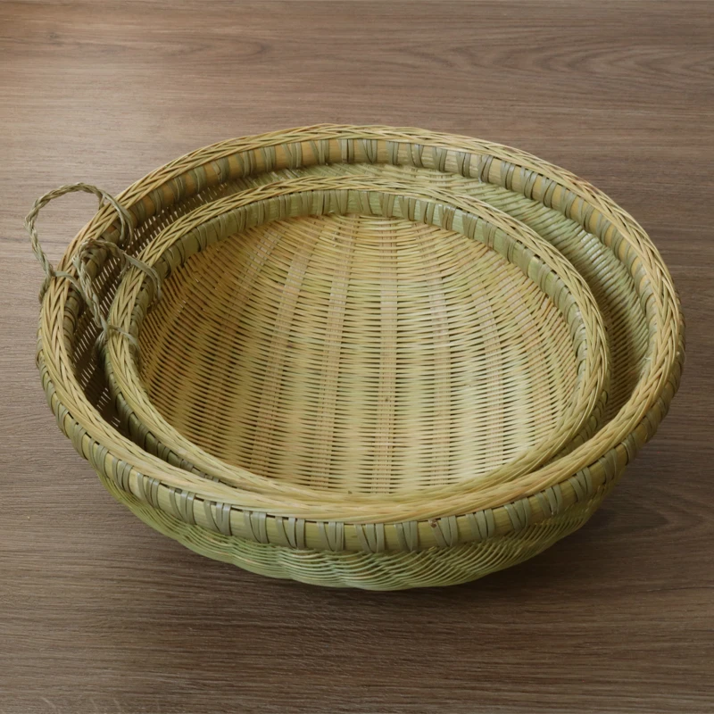 精品竹编小箩筐簸箕小果篮厨房收纳筐沥水洗菜竹篮子点心篮干果篮