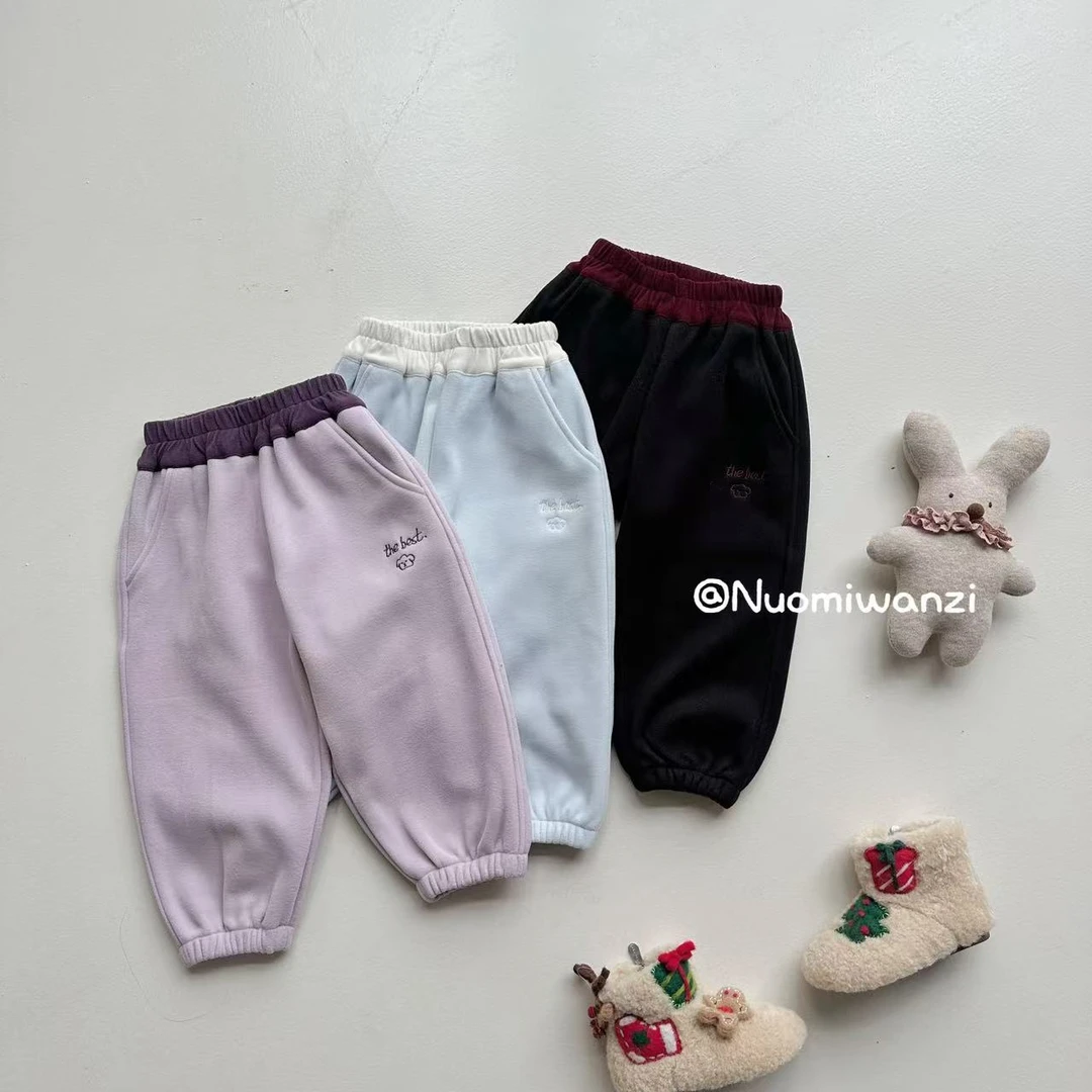 丸子十【保暖裤】儿童韩系裤腿收口字母加绒卫裤（冬款）WZJ-54099