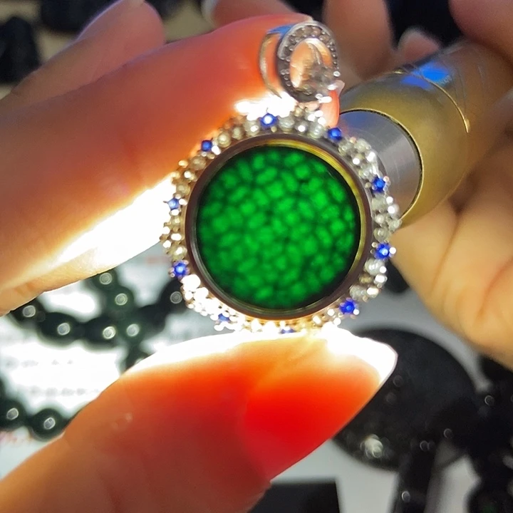 翡翠银S925镶嵌颈饰墨翠