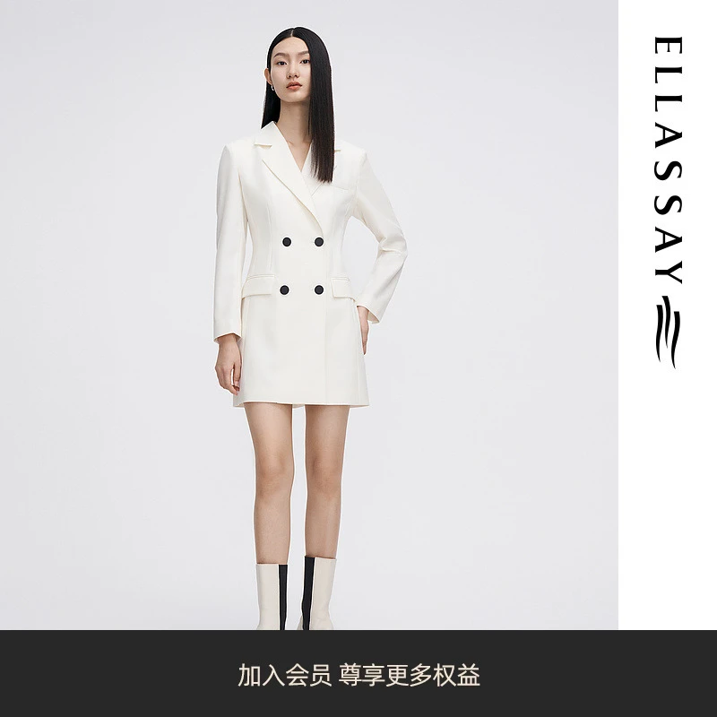 【博主同款】歌力思洋气白色尤莱特通勤西装式连衣裙EWB341Y00500