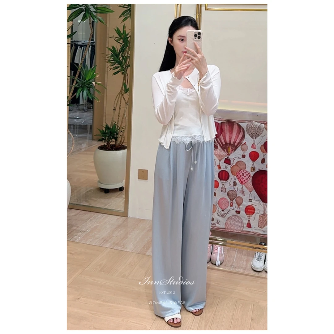 Innstudios 夏日清爽蓝色冰凉垂感裤