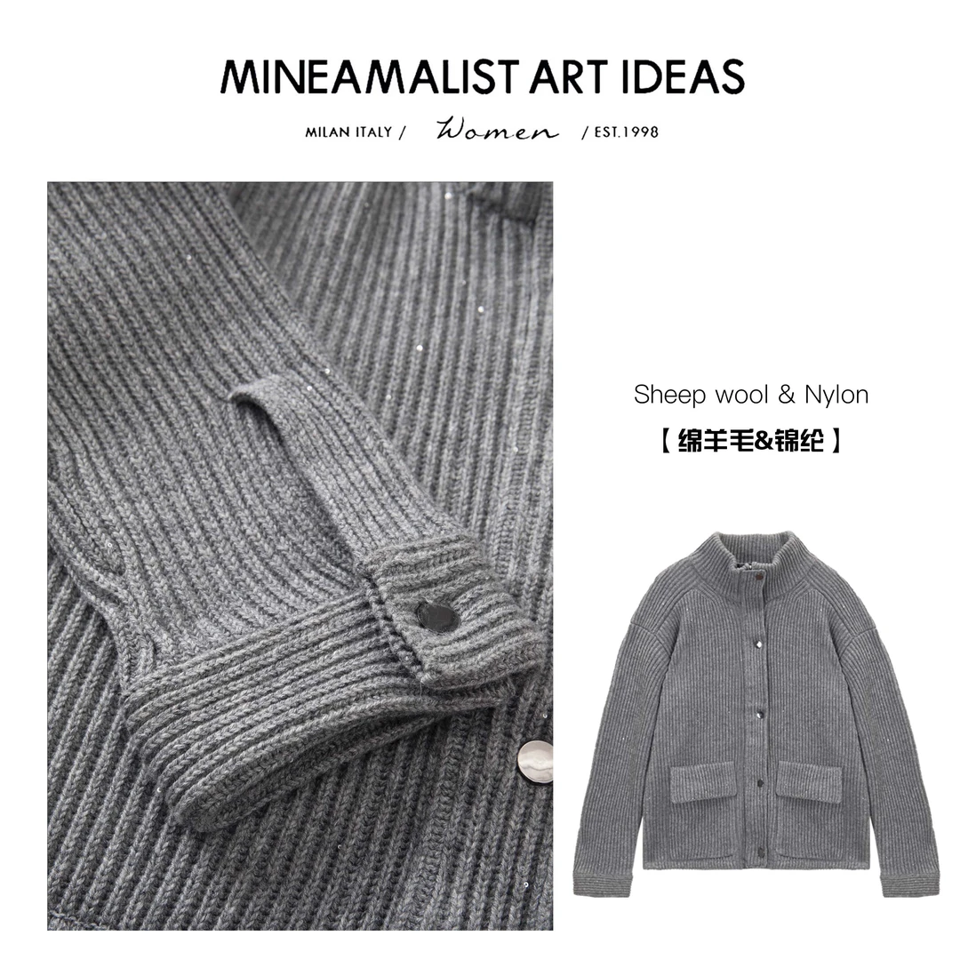 MINEAMALIST ART IDEAS极简B.C立领拉链绵羊毛夹克外套ZY1837