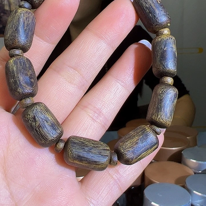 沉香手串老料树心油单圈绿棋1.013