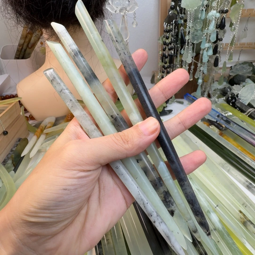 蛇纹石玉未镶嵌发饰默认微瑕5支