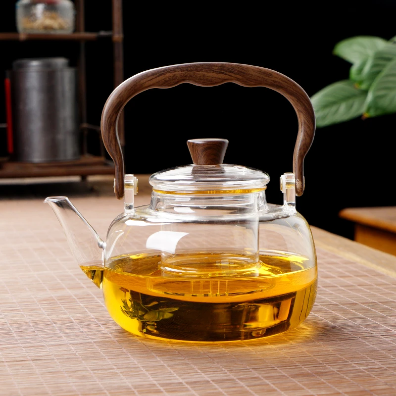 玻璃壶煮茶烧水耐高温加热家用大容量提梁壶玻璃茶具带内胆可过滤