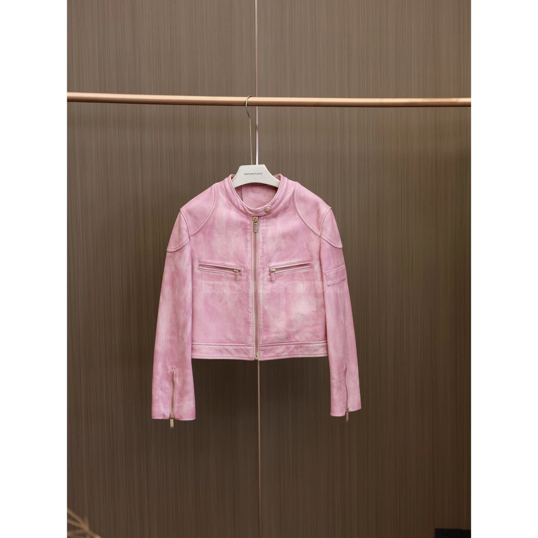 EN 2025/SS | 水染擦色胎牛皮皮衣外套 GG23-105