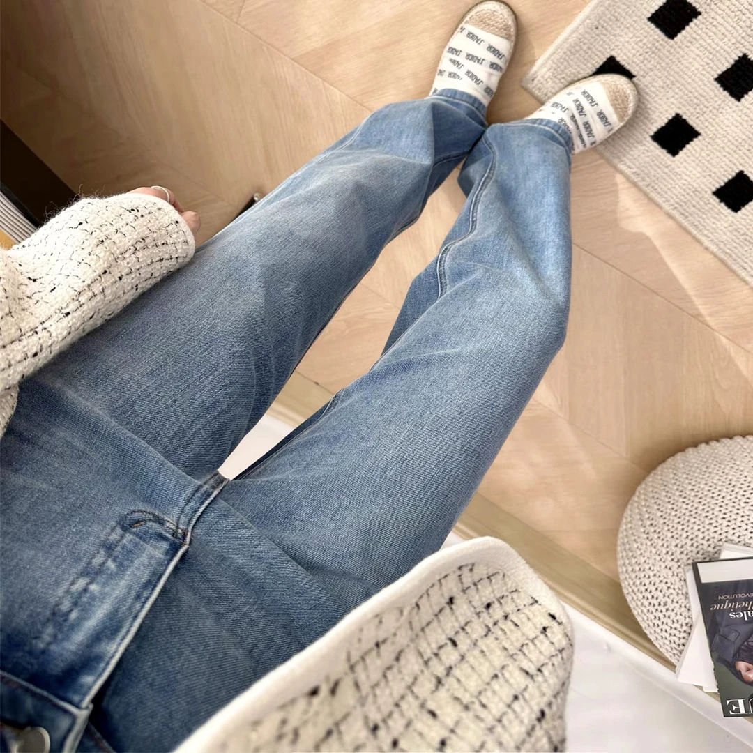 【#橘砸儿 封神裤】软糯显高显瘦窄版直筒裤 开叉牛仔裤