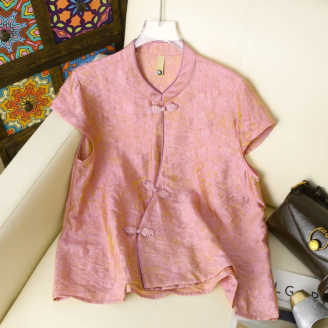 【清雅】新中式立领扎染斜襟上衣2025春夏新款上衣小衫