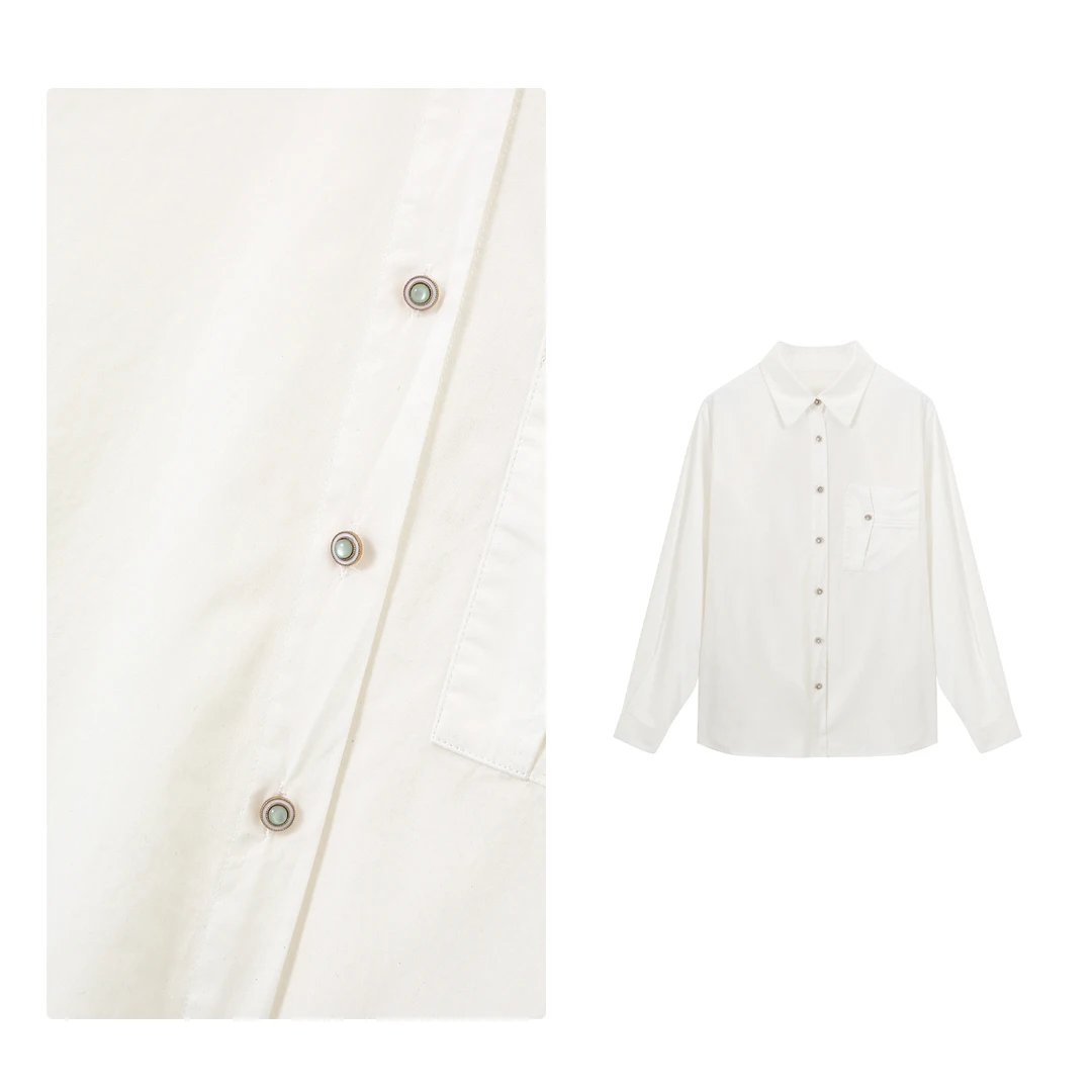 门店32&9！白月光！无所不搭/经典纯色翻领长袖通勤上衣衬衫 L72290