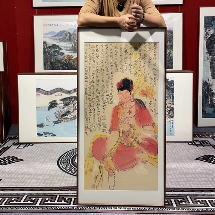 国画手绘作品带框