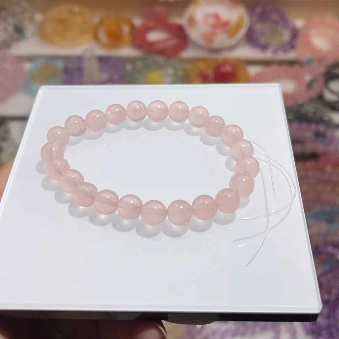 水晶未镶嵌手链8m西柚粉水晶单圈