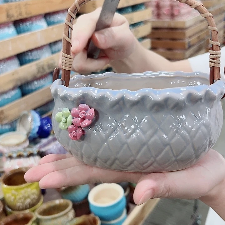 有孔.凑单10元陶瓷花盆发货！