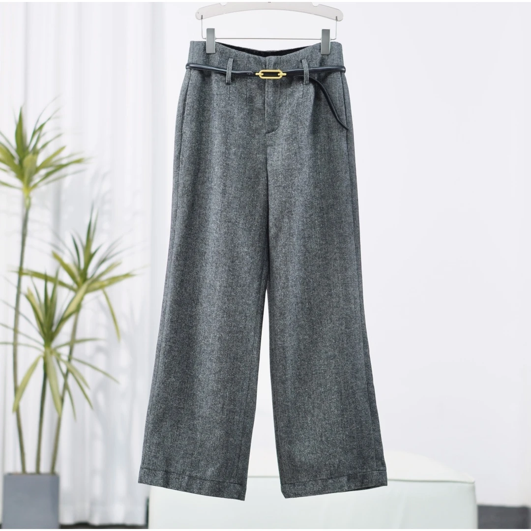 朗S系列  F354 女装秋休闲阔腿裤灰条8Q523K157