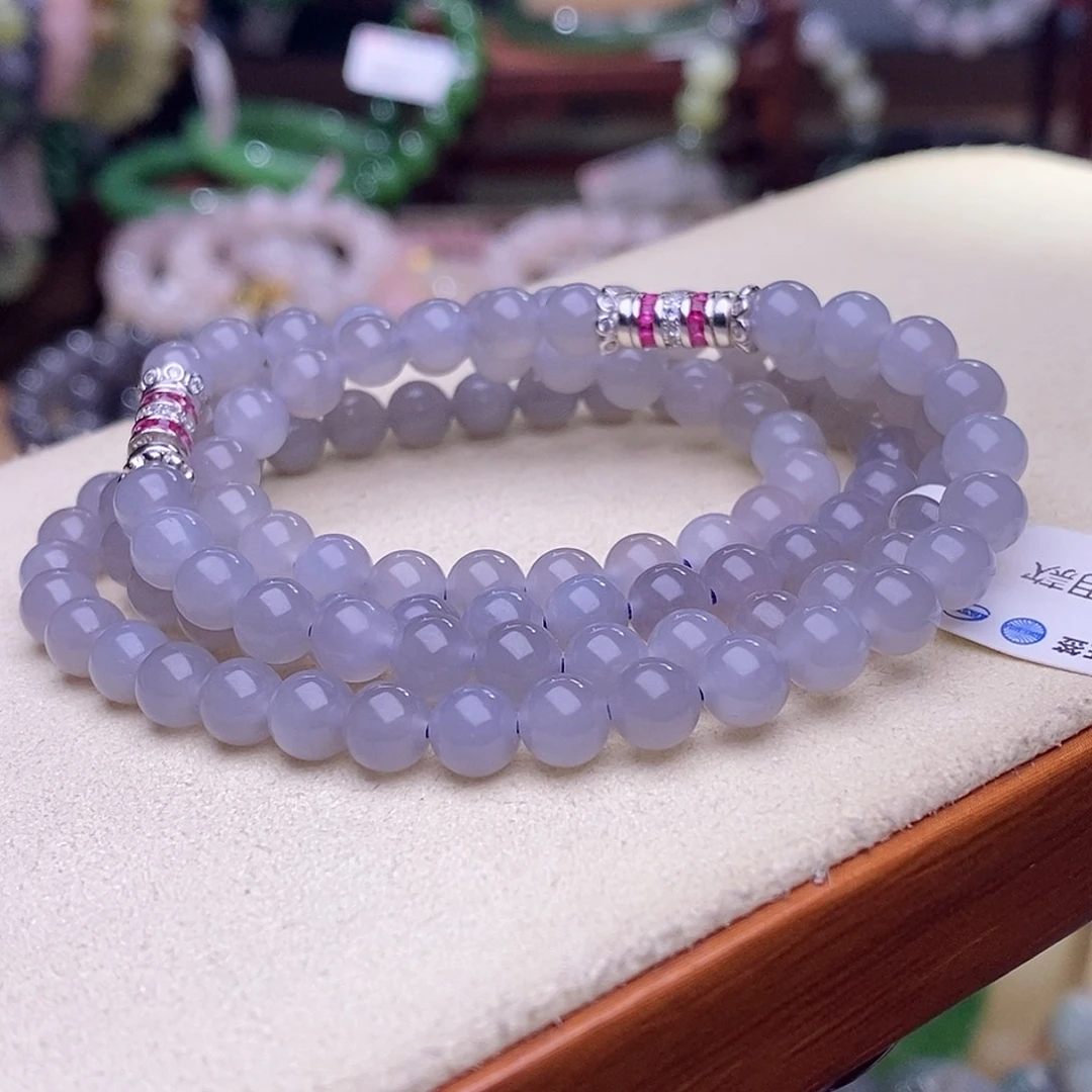 和田玉毕业级老矿料冰烟紫三用款6m未镶嵌