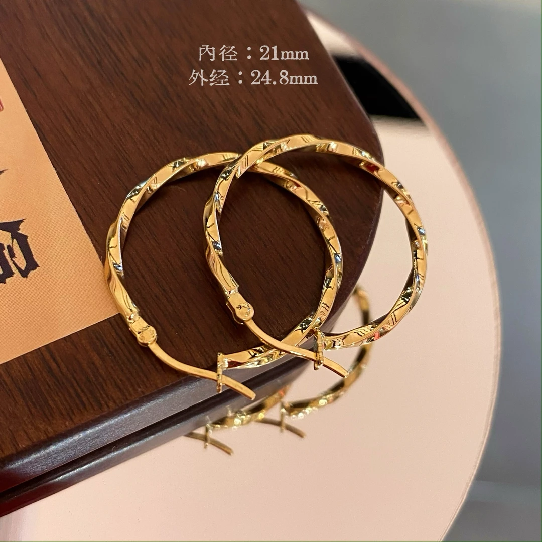 18k金莫比乌斯素金耳圈 欧美 时尚 百搭