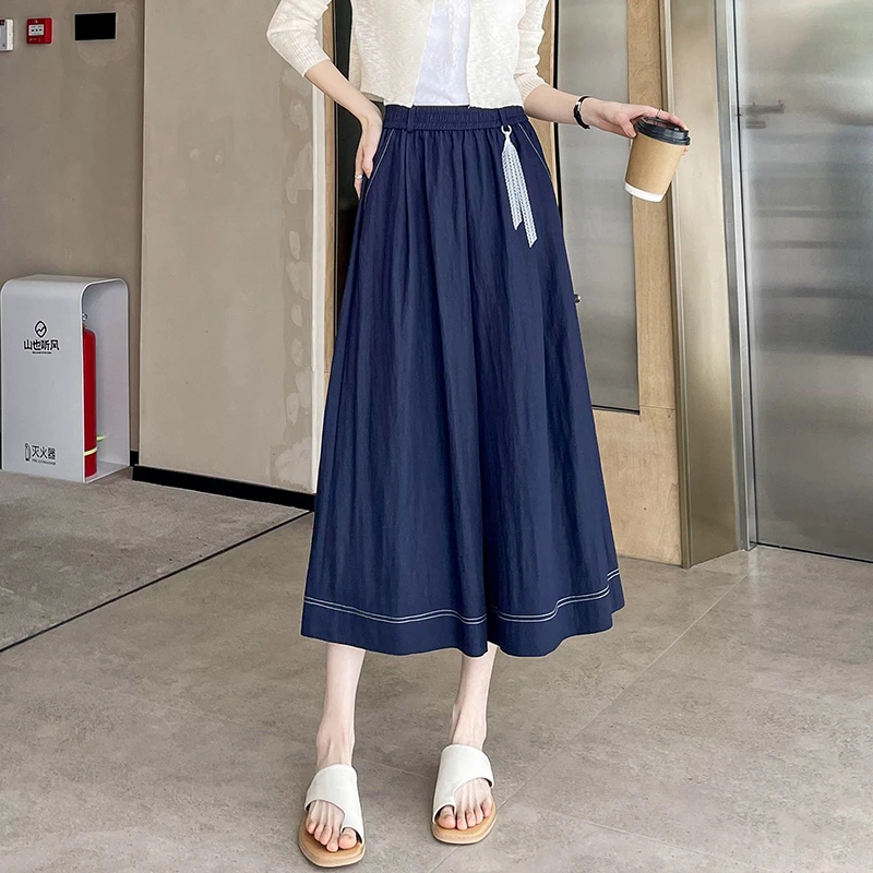 阔腿裙裤女款春夏季2025年新款垂坠感蕾丝高腰宽松显瘦八分阔腿裤