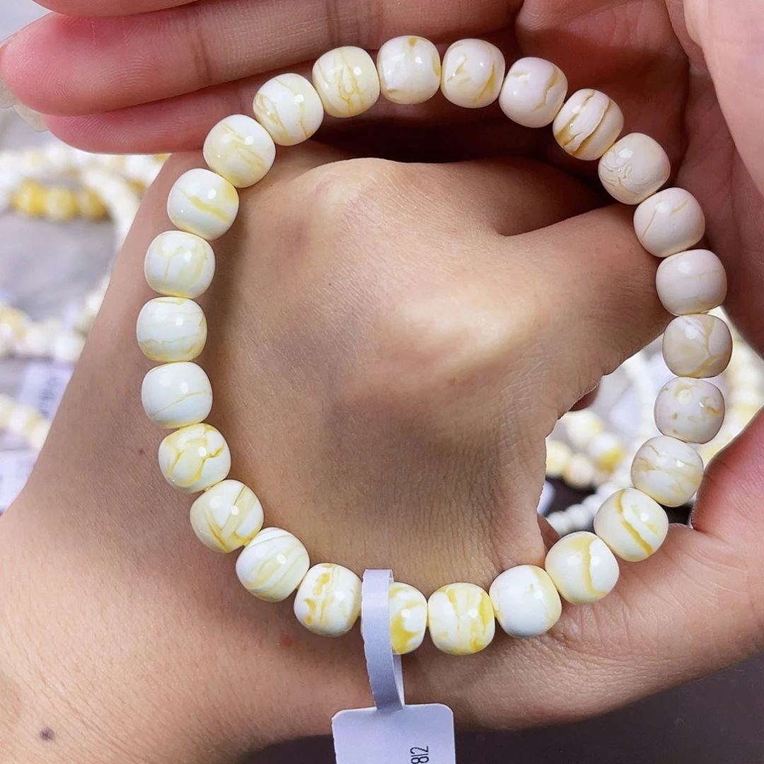 琥珀未镶嵌裸石8浓蜡瓷白闪电