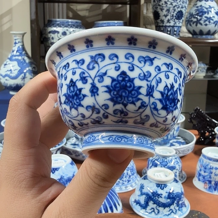 摆件宇泽堂精品缠枝莲压手杯