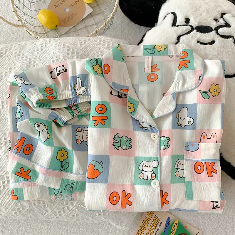 140-158小个子睡衣春夏季云朵棉显白薄款甜美可外穿套装家居服