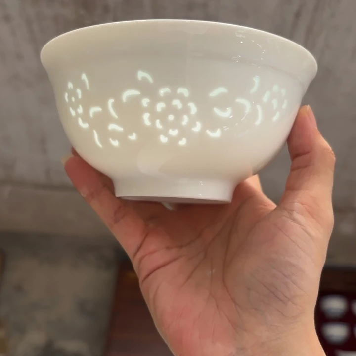 青瓷景德镇陶瓷白色两只米饭碗