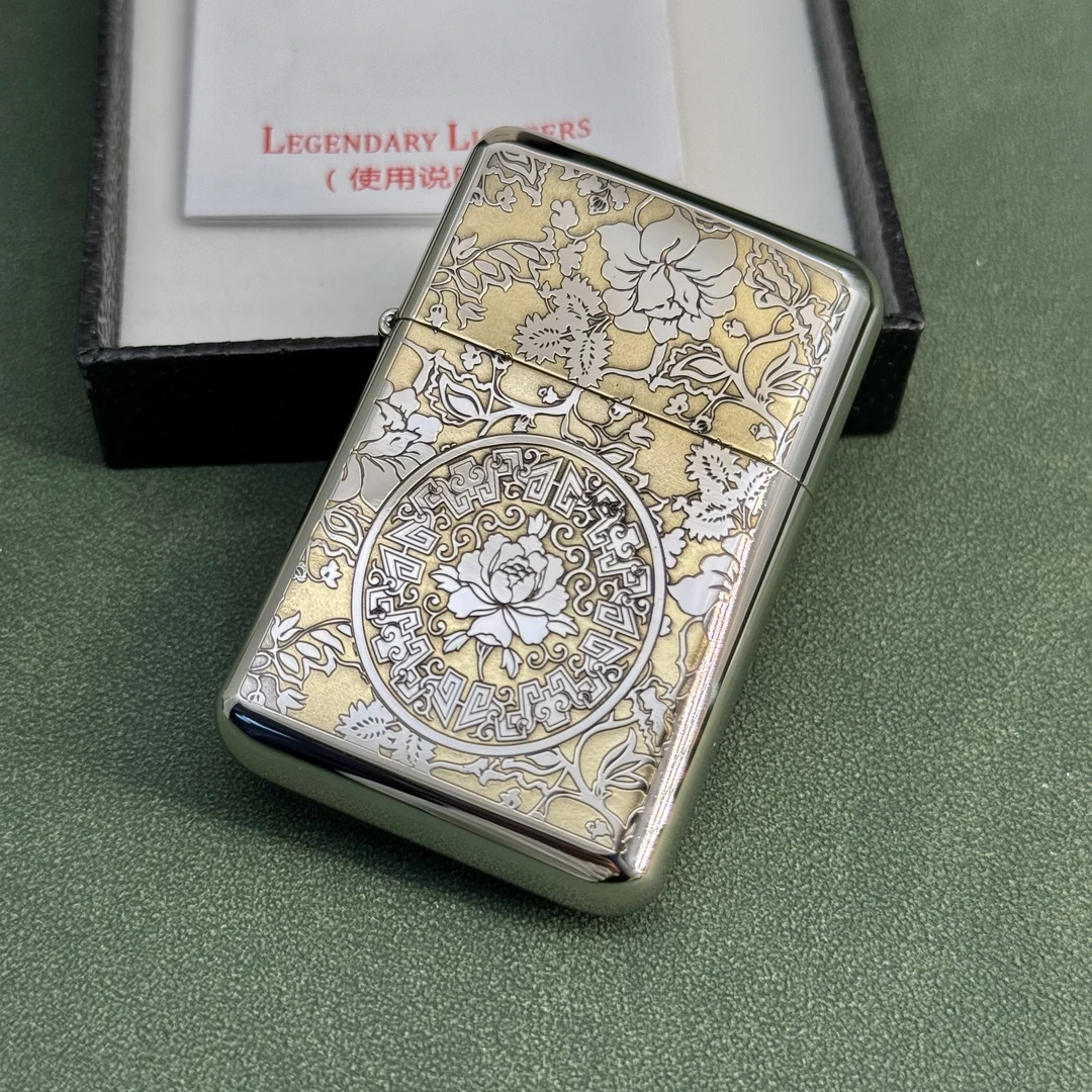 爱酷IMCO 3600镀铬牡丹花 打火机