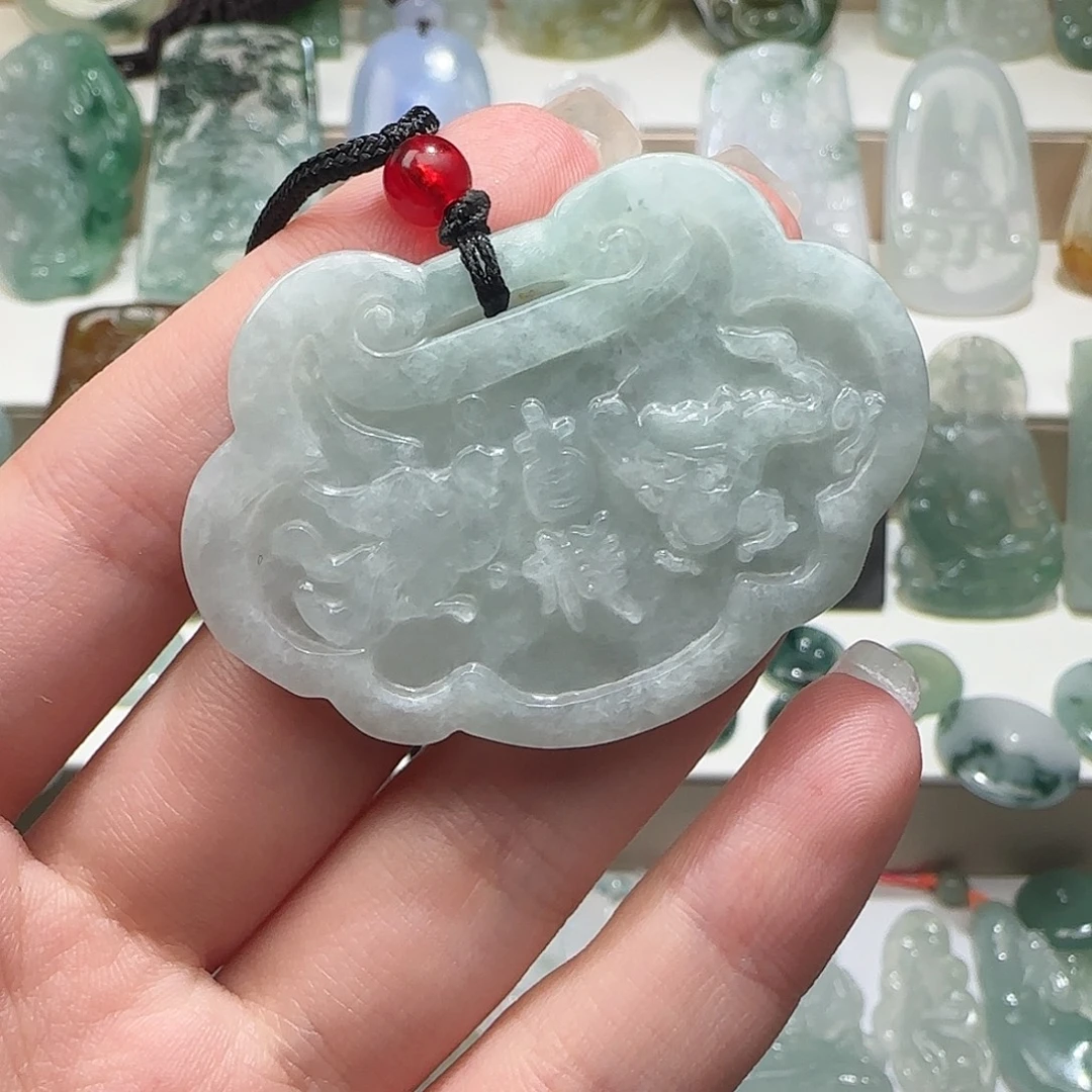 翡翠未镶嵌颈饰天然缅甸翡翠龙凤呈祥