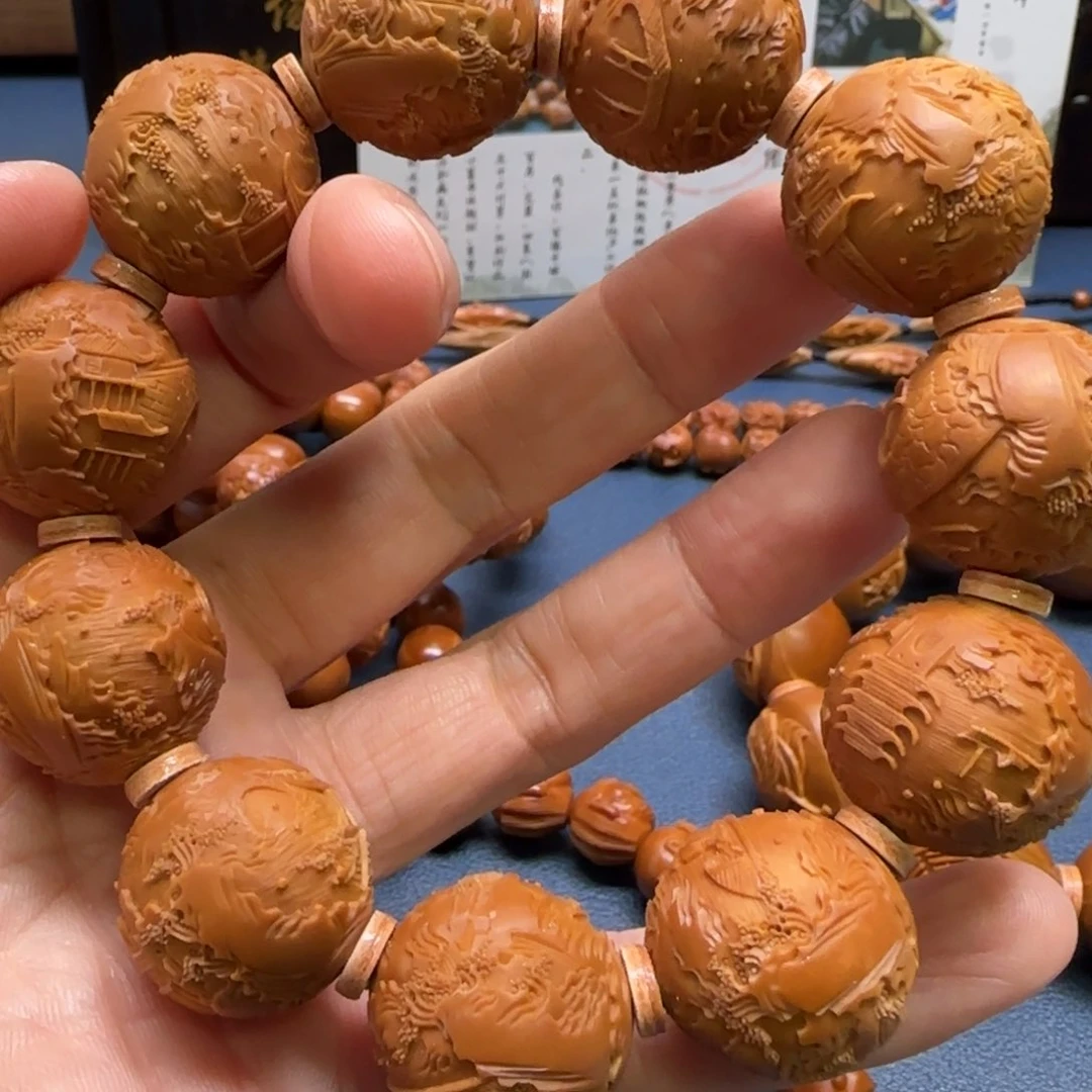 橄榄核手串/手链正圆光珠大好河山