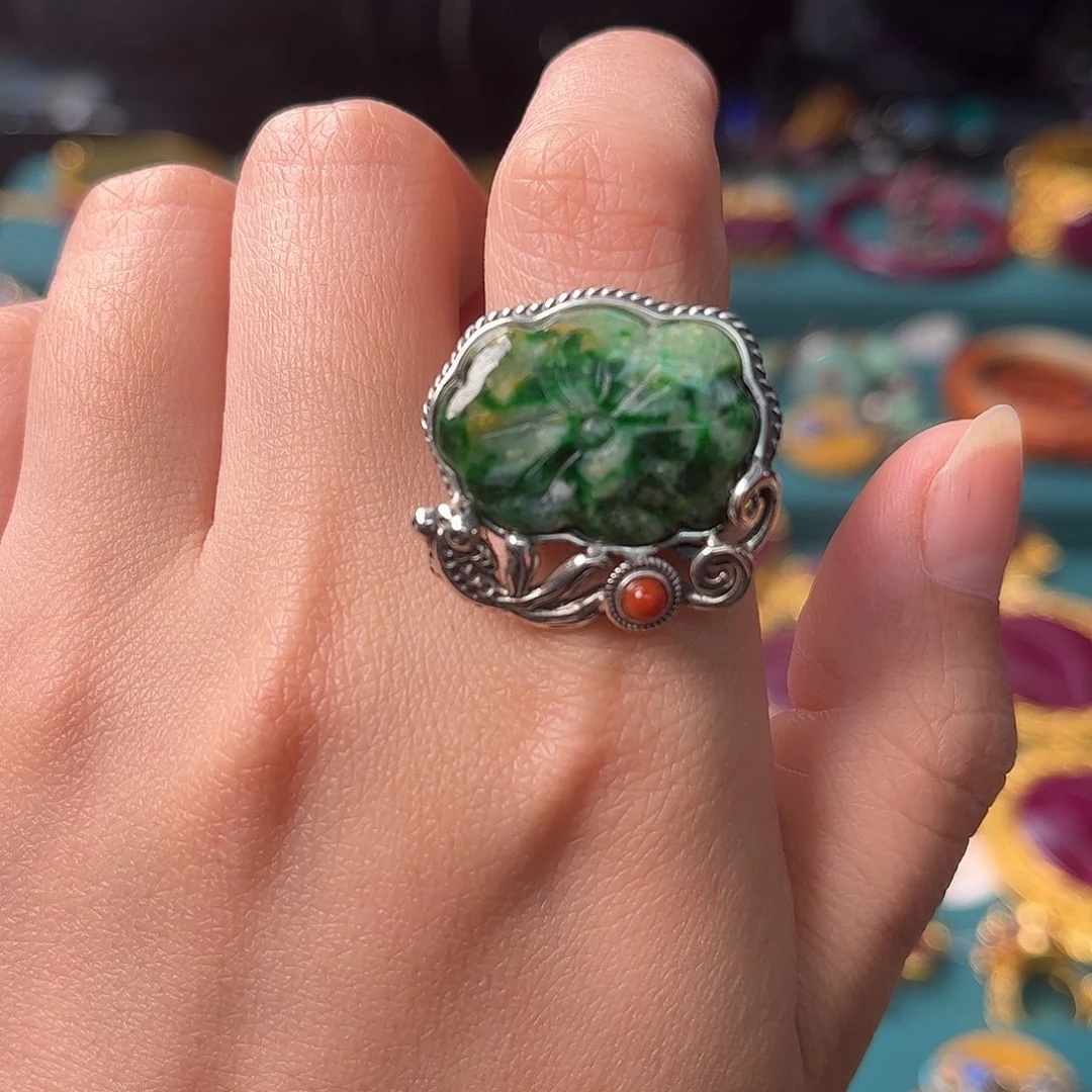 翡翠银S925镶嵌戒指