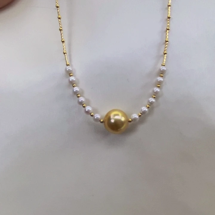 18K金镶嵌海水珍珠颈饰12-13mm