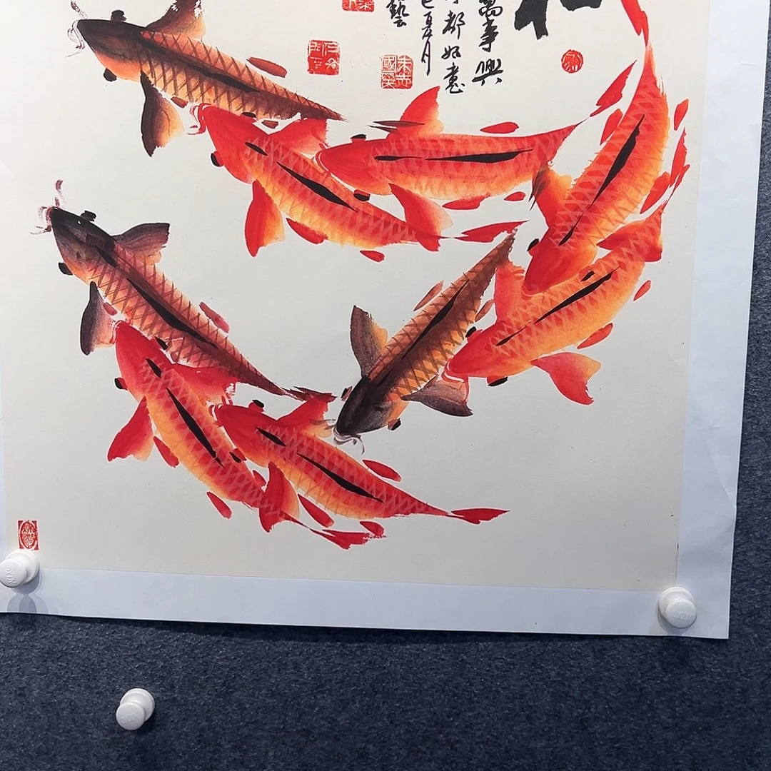 国画纯手绘鱼系列画心