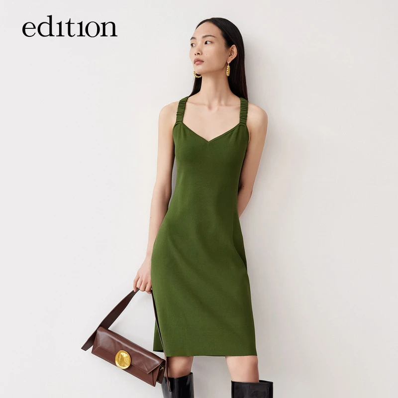 【赵老板专属】edition小众交叉露背膝上针织连衣裙#EBB3DRS025