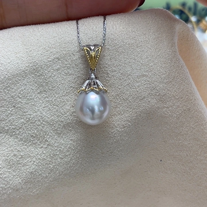 吊坠(不含链)银S925镶嵌海水珍珠10-11mm36号