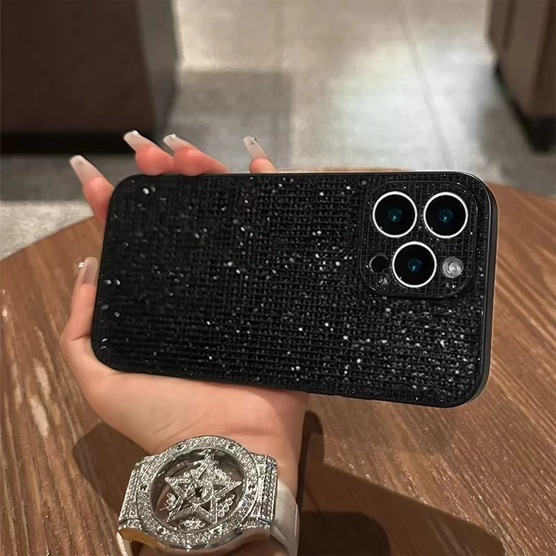 轻奢小香风细闪适用iPhone17/16手机壳磨砂华为P80vivo小米oppo女