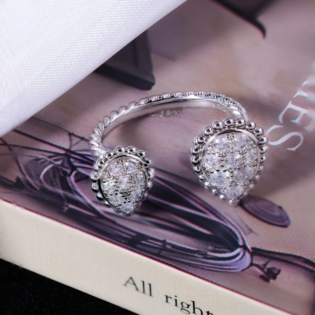 【双漪】精致气质轻百搭奢简约款双水滴款DIY开口戒指TR4603/TR4602