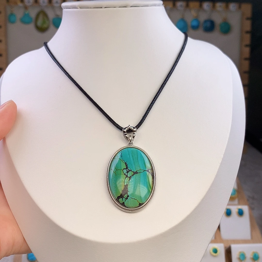 绿松石银S925镶嵌颈饰