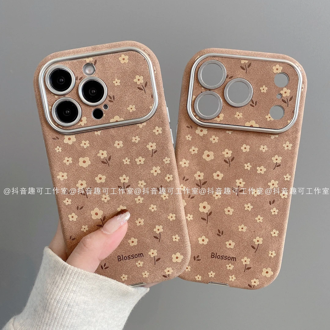 贴皮大视窗适用iphone17promax苹果16手机壳15/14/13/12/11潮花朵