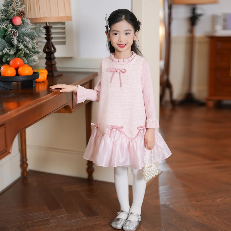 53428M公主裙女童连衣裙2025冬季新款女宝宝小香风礼服千金感裙子