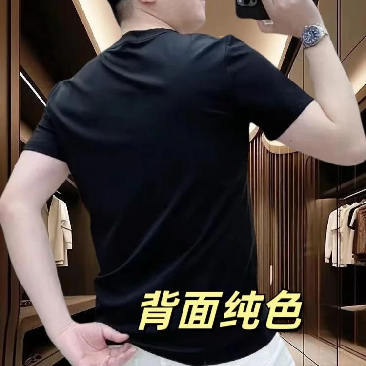 2025新款美式潮牌重磅短袖T恤男夏季修身印花百搭体恤纯棉圆领男i