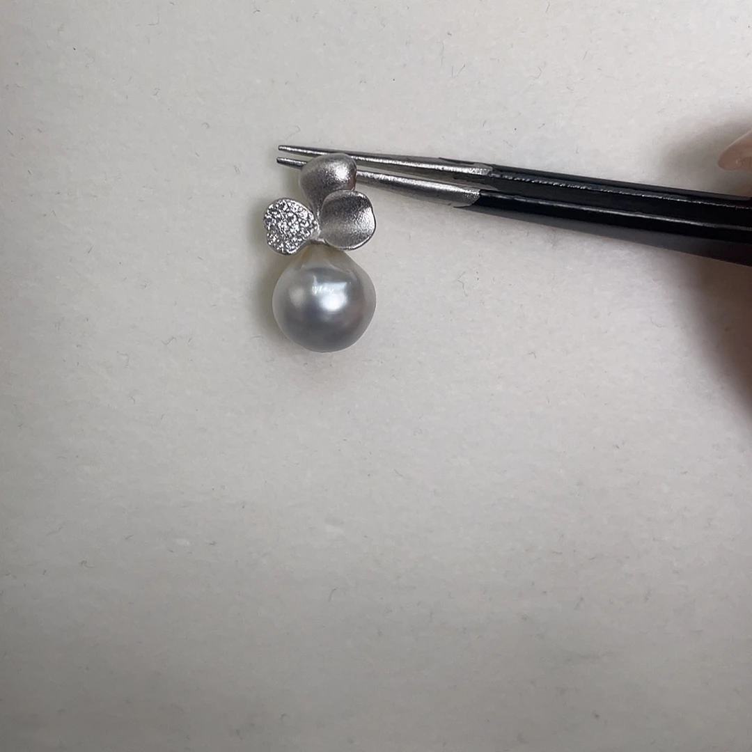 吊坠(不含链)银S925镶嵌海水珍珠