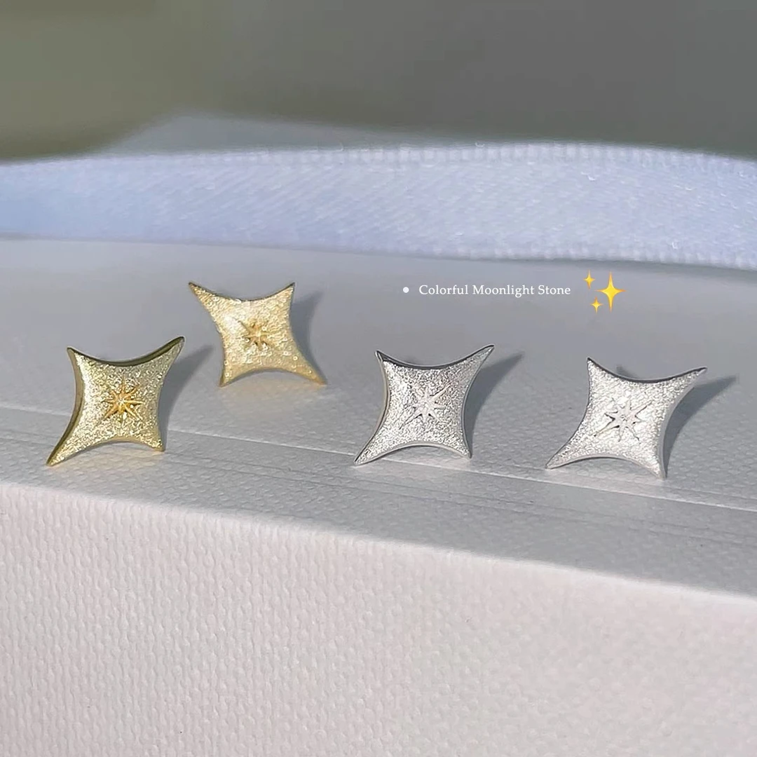 铜合金耳饰 925银针金色星星耳钉小众高级耳骨钉甜酷气质冷淡耳环