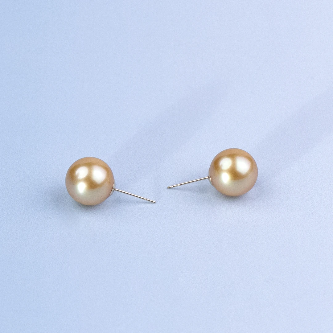 天使之泪海水珍珠18K金珠耳钉11-12mm轻奢时尚经典款【珠珠推荐】