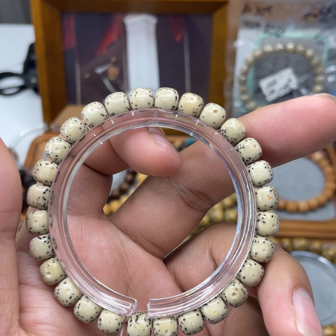 手串星月菩提8*7石玉料骨瓷白正月留白