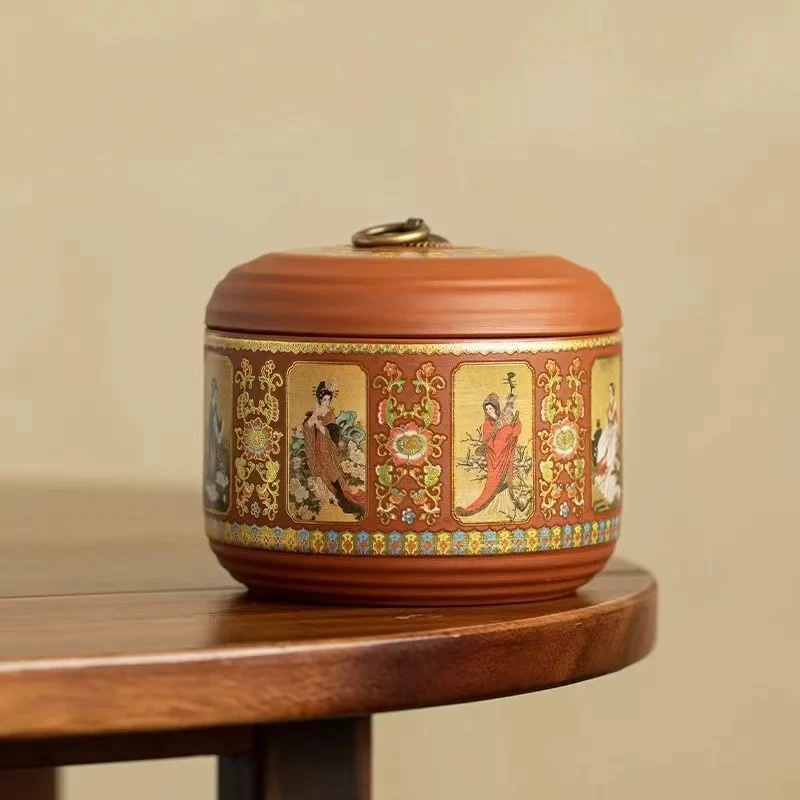 紫砂茶叶罐 四大美人