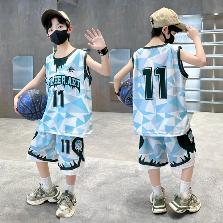夏天男孩2025年新品无袖篮球服套装儿童夏季运动11号球衣中大男童