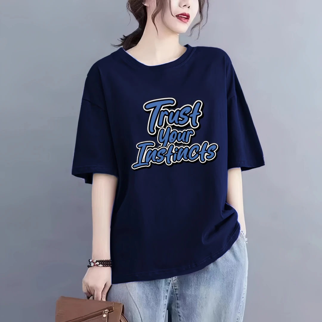 大码女装100%纯棉白色短袖t恤女设计感宽松百搭显瘦洋气时尚减龄